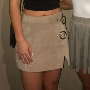 Genuine Tan Leather Mini-Skirt